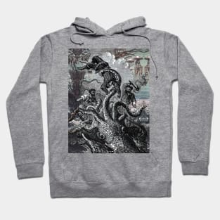 GIANT SQUID GRASPS A SAILOR Thousand Leagues Under the Sea Crespo Island Hoodie